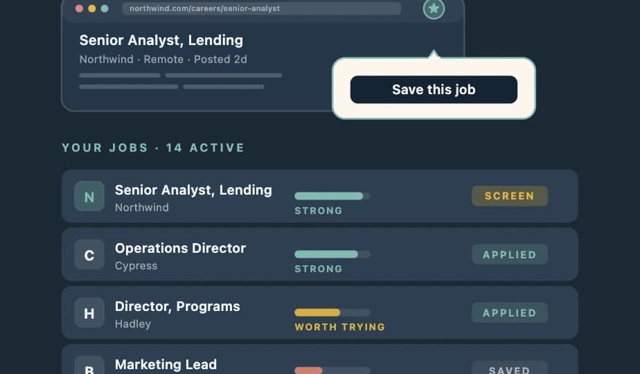 Jobs pipeline workspace with active applications